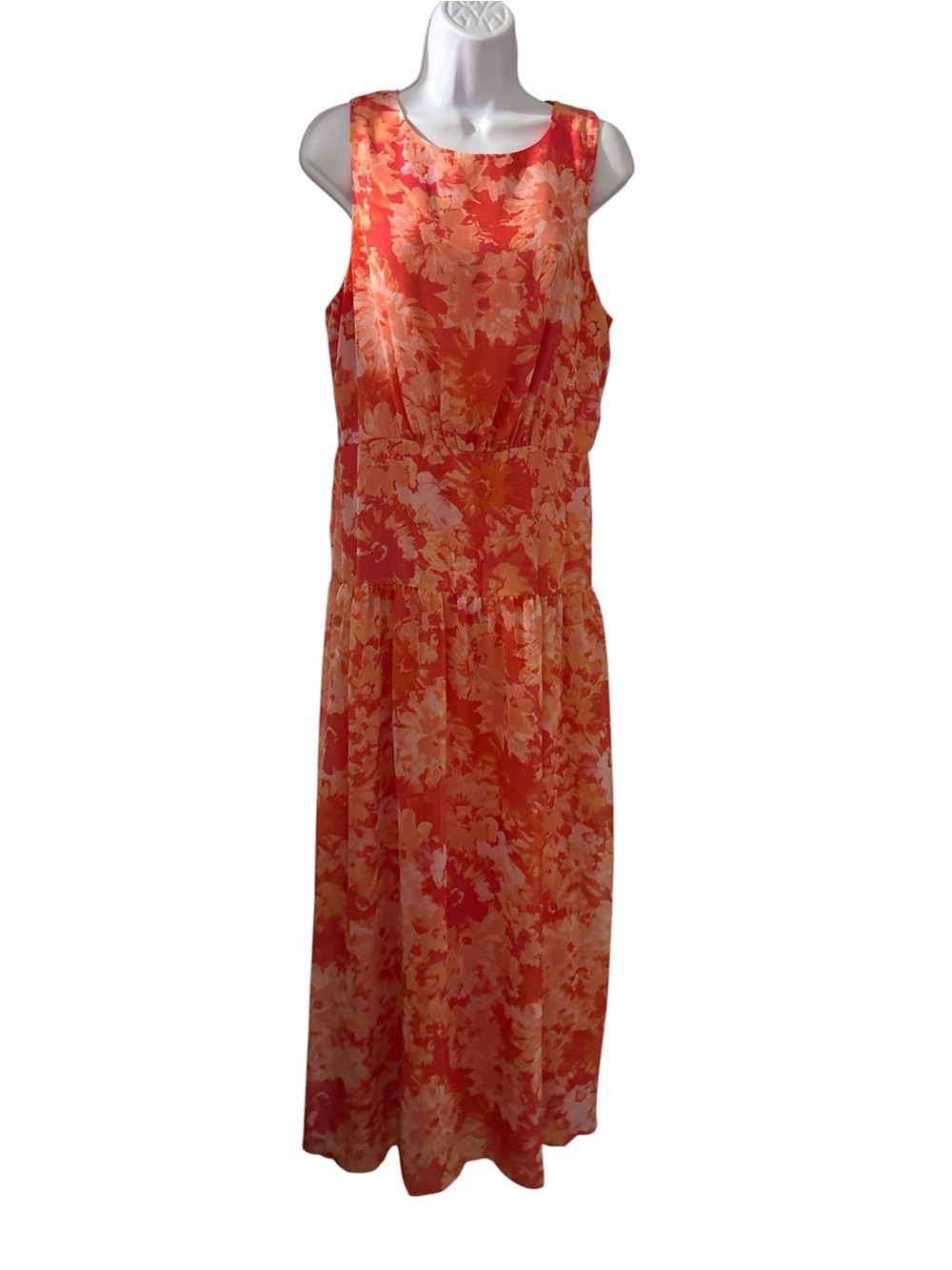Julián Taylor Sleeveless Orange Floral Maxi Dress Size/12